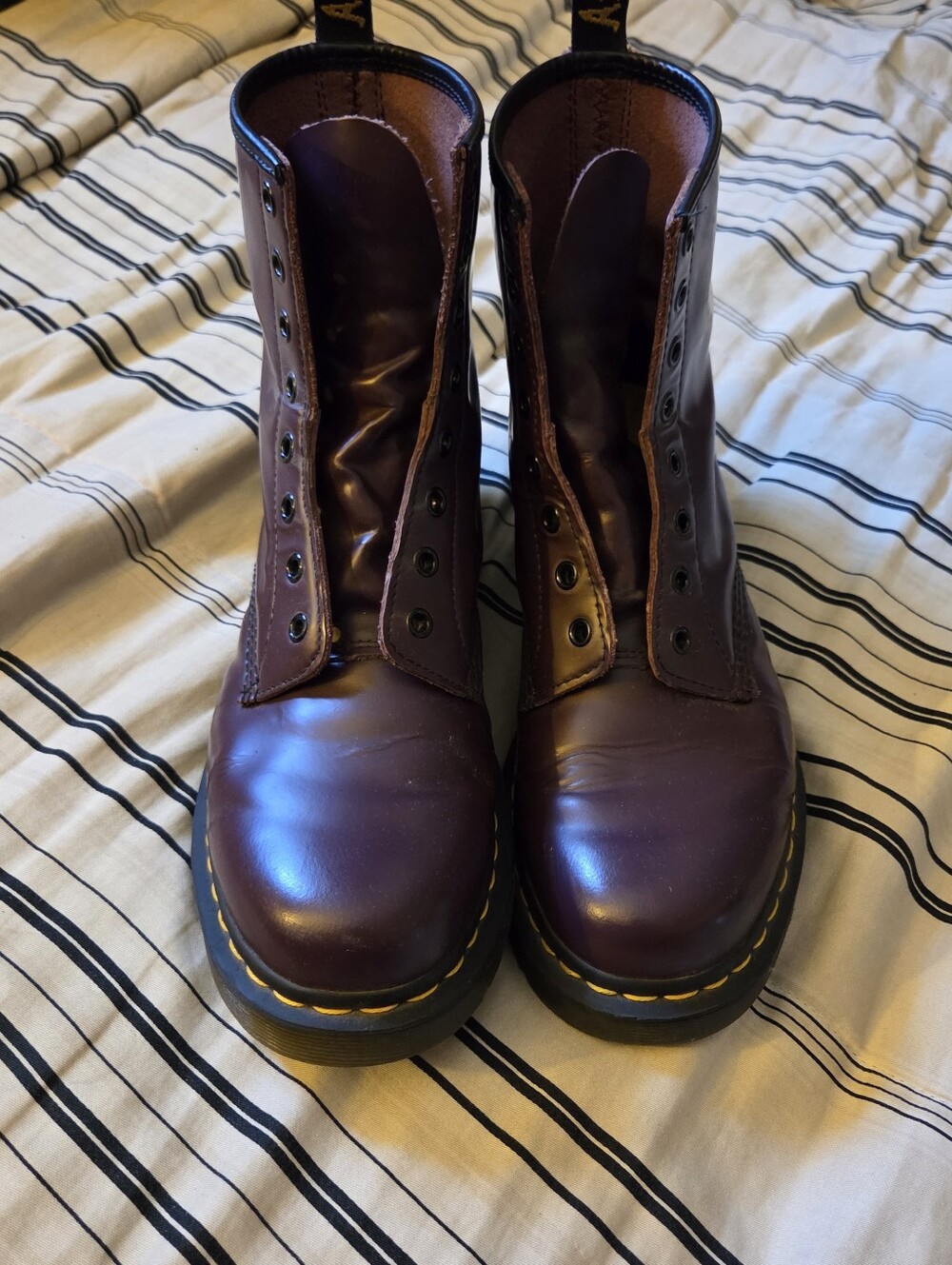 Dr. Martens Women's 8-Eye Lace-Up Boot in Purple (No Laces, I Need Those LOL)